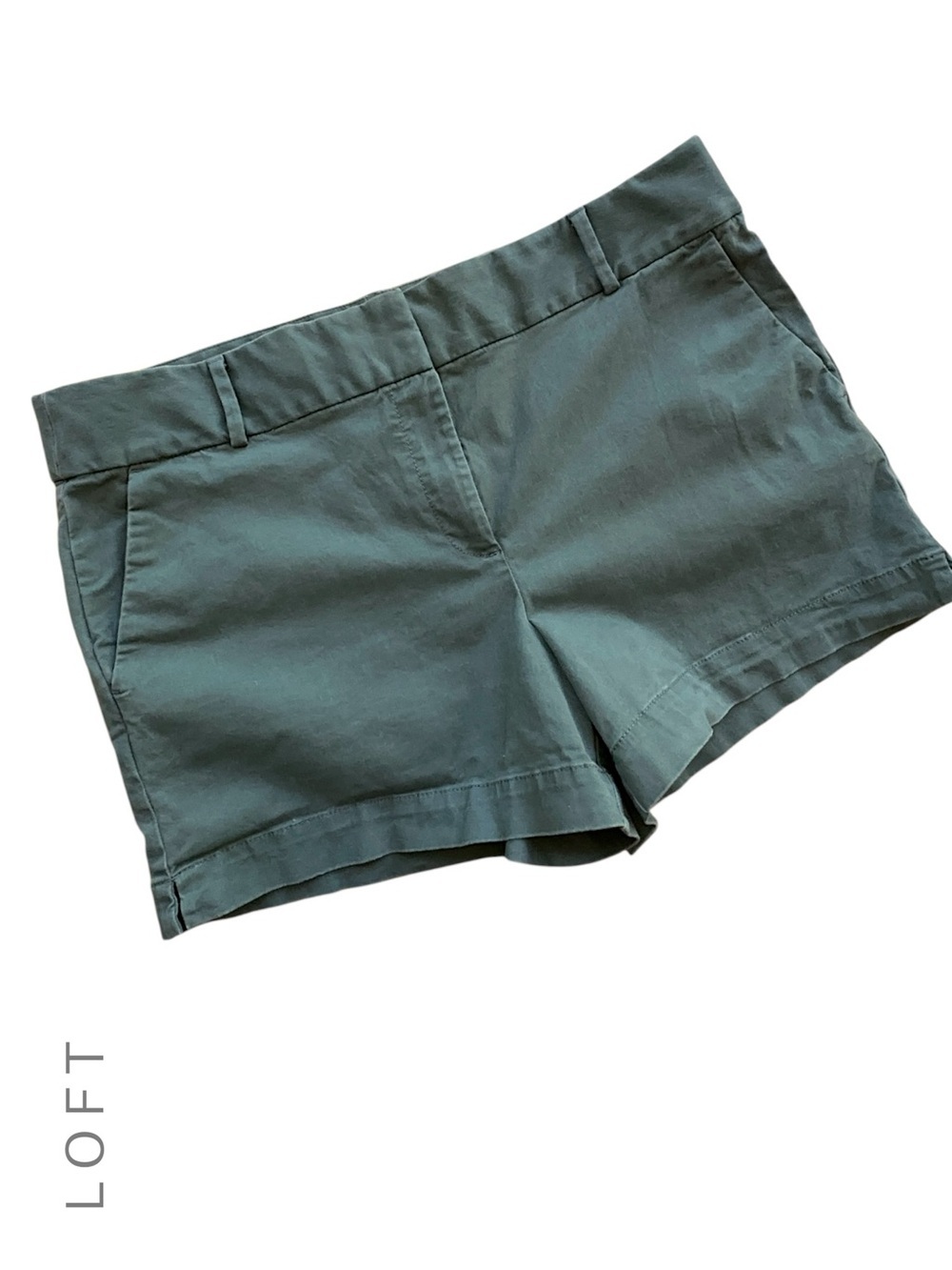 LOFT NWOT RIVIERA SHORTS OLIVE GREEN COTTON STRETCH POCKETS | 14